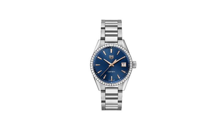 Carrera Lady in stainless steel, diamonds and blue dial