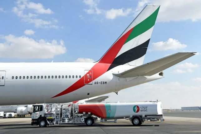 طيران الإمارات تختبر بنجاح محرّك “GE90” على الأرض بوقود مستدام 100%